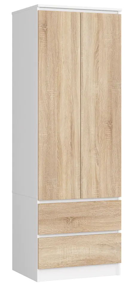 ⁨WARDROBE STAR S 60 cm 2 DOORS 2 DRAWERS WHITE / SONOMA⁩ at Wasserman.eu