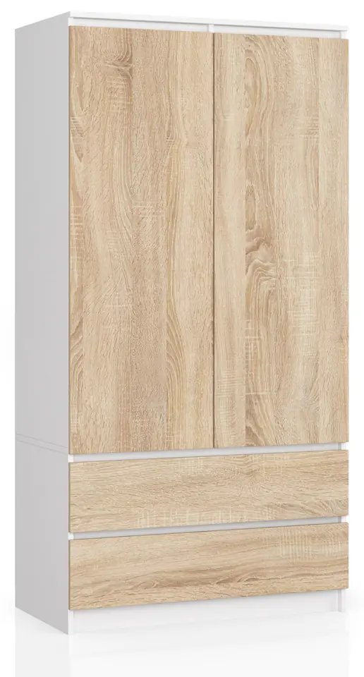 ⁨WARDROBE S 90 cm 2 DOORS 2 DRAWERS WHITE / SONOMA⁩ at Wasserman.eu