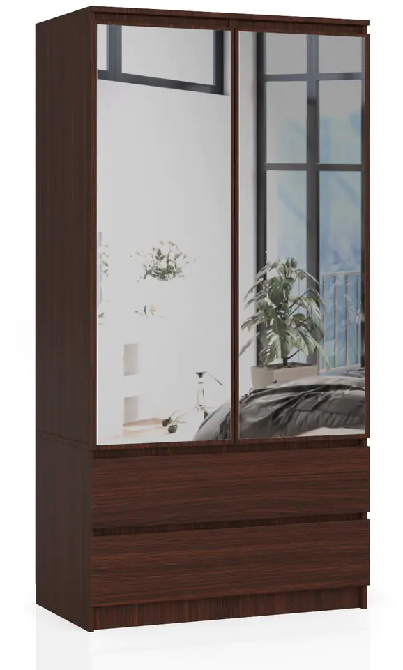 ⁨SZAFA S 90 cm 2 DRZWI 2 SZUFLADY 2 LUSTRA PK WENGE⁩ w sklepie Wasserman.eu