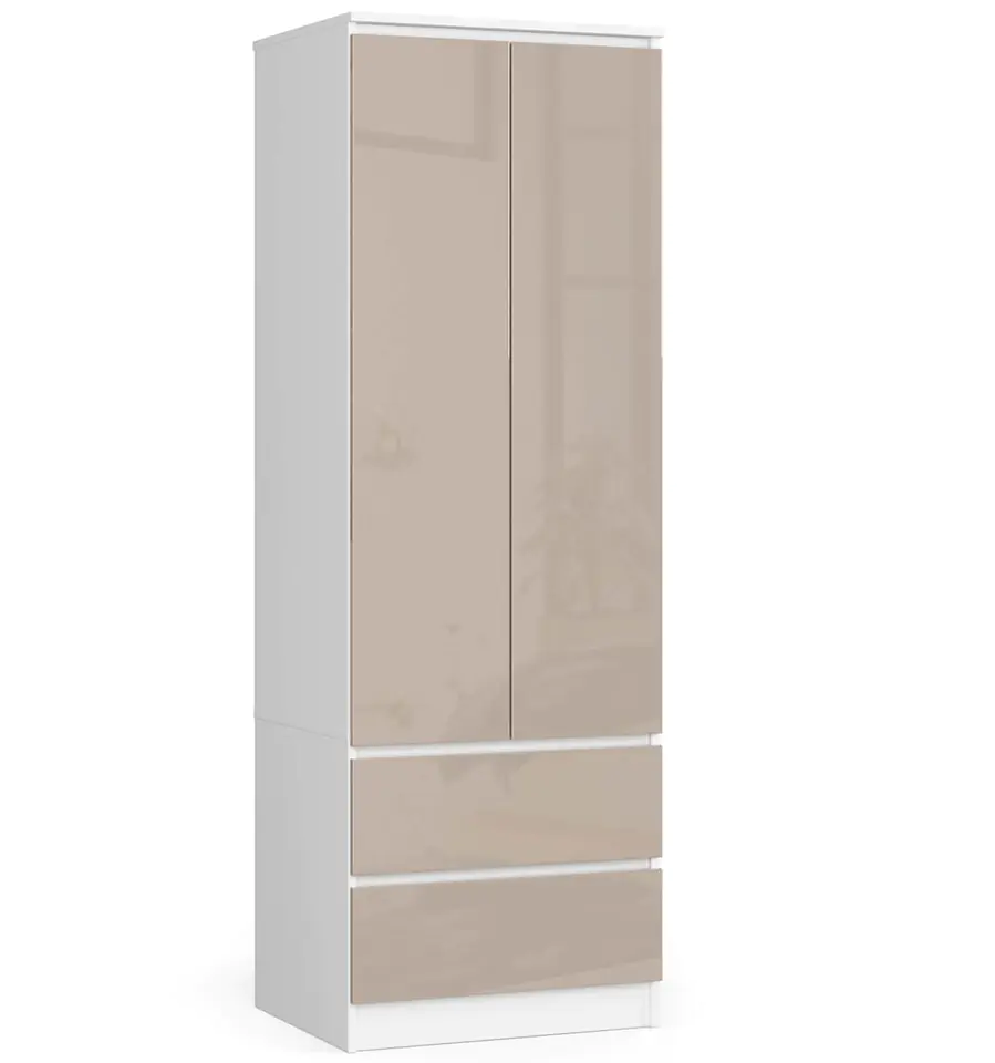 SZAFA STAR S 60 cm 2 DRZWI 2 SZUFLADY PK BIAŁA / CAPPUCCINO POŁYSK w sklepie Wasserman.eu