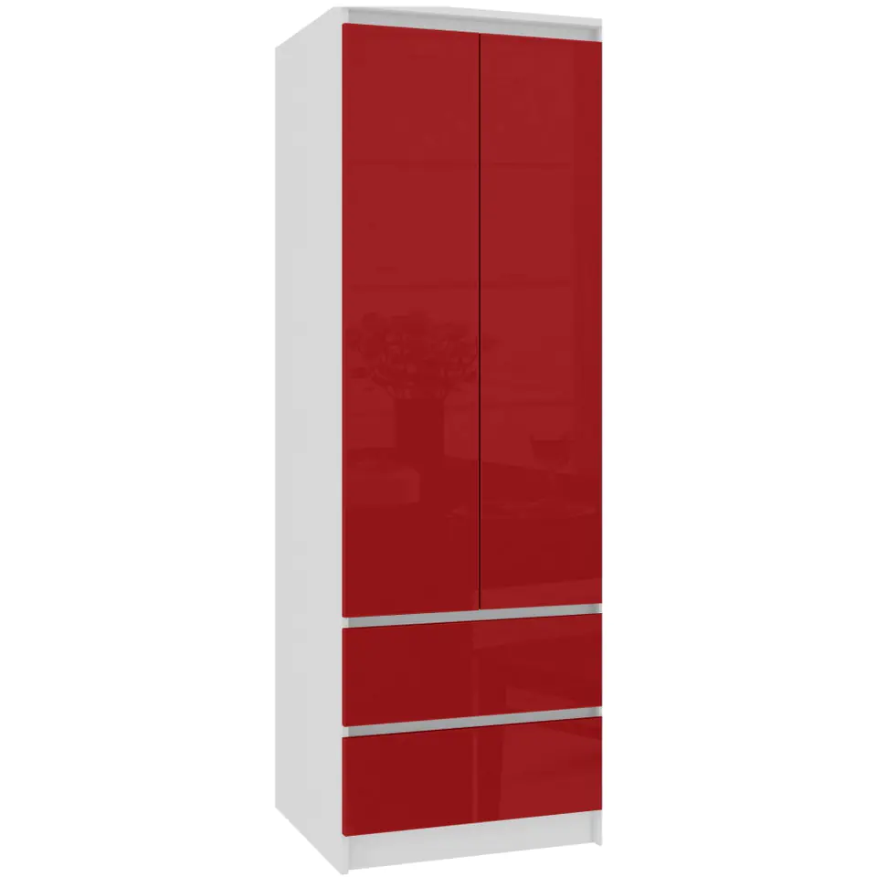 SZAFA STAR S 60 cm 2 DRZWI 2 SZUFLADY PK BIAŁA / CZERWONY POŁYSK w sklepie Wasserman.eu