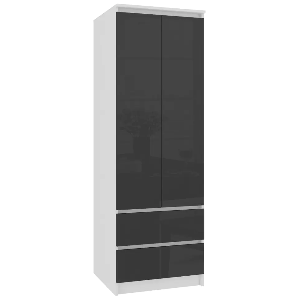 SZAFA STAR S 60 cm 2 DRZWI 2 SZUFLADY PK BIAŁA / GRAFIT POŁYSK w sklepie Wasserman.eu