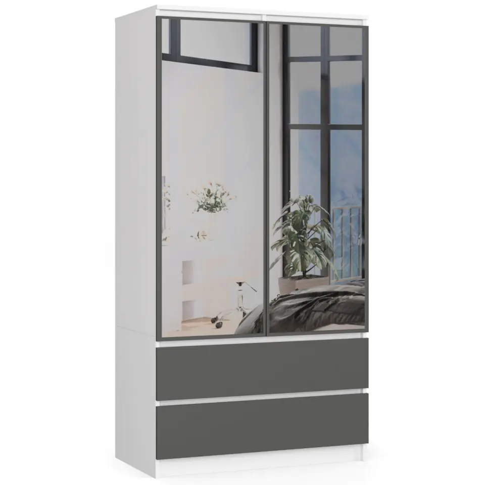 SZAFA S90 2D 2SZ 2 LUSTRO CLP PK BIAŁY / SZARY w sklepie Wasserman.eu