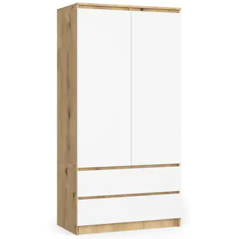 ⁨Wardrobe S 90 cm 2 doors 2 drawers - artisan oak-white⁩ at Wasserman.eu