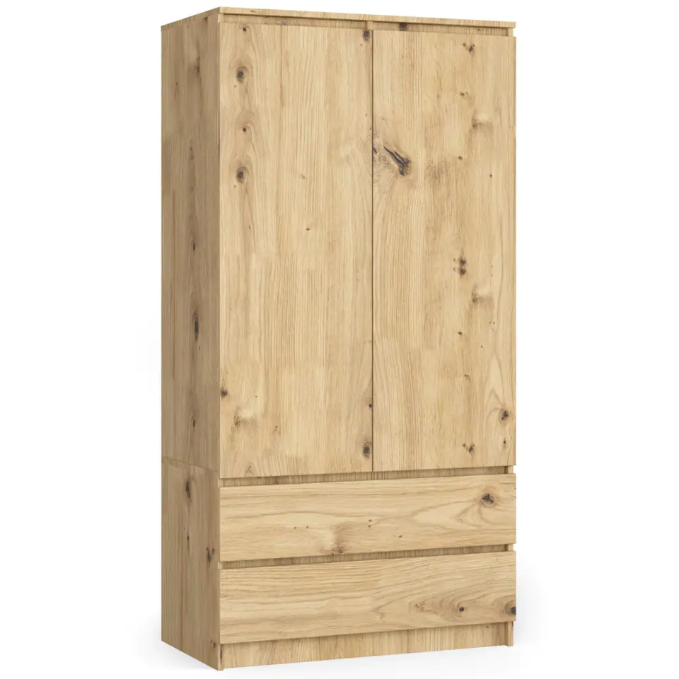 ⁨Wardrobe S 90 cm 2 doors 2 drawers - oak artisan⁩ at Wasserman.eu