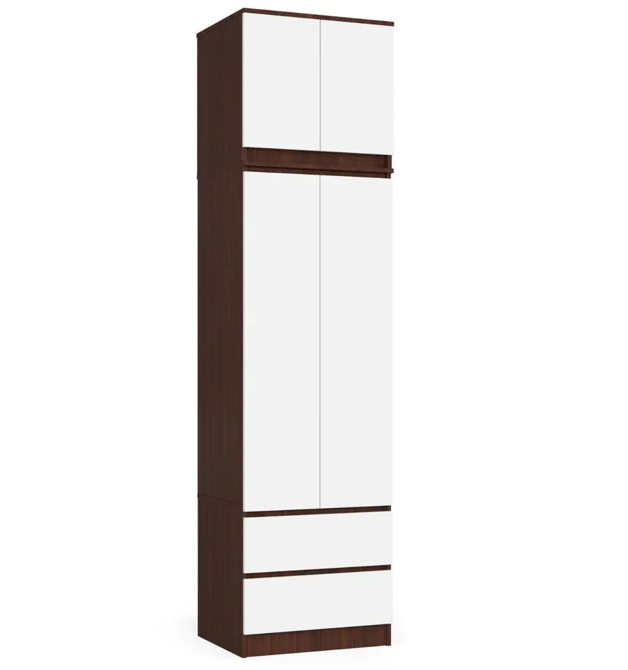 Szafa z nadstawką do sypialni 60 cm STAR - wenge-biała w sklepie Wasserman.eu