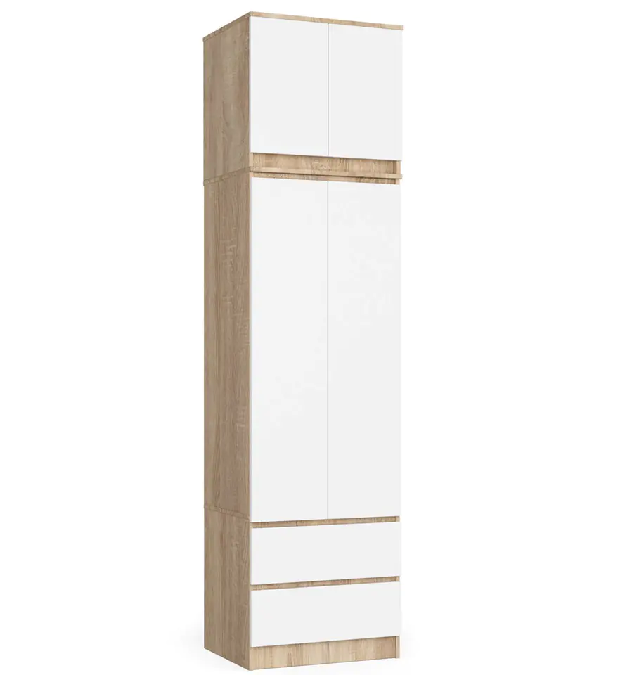 ⁨Wardrobe with extension for bedroom 60 cm STAR - sonoma oak-white⁩ at Wasserman.eu