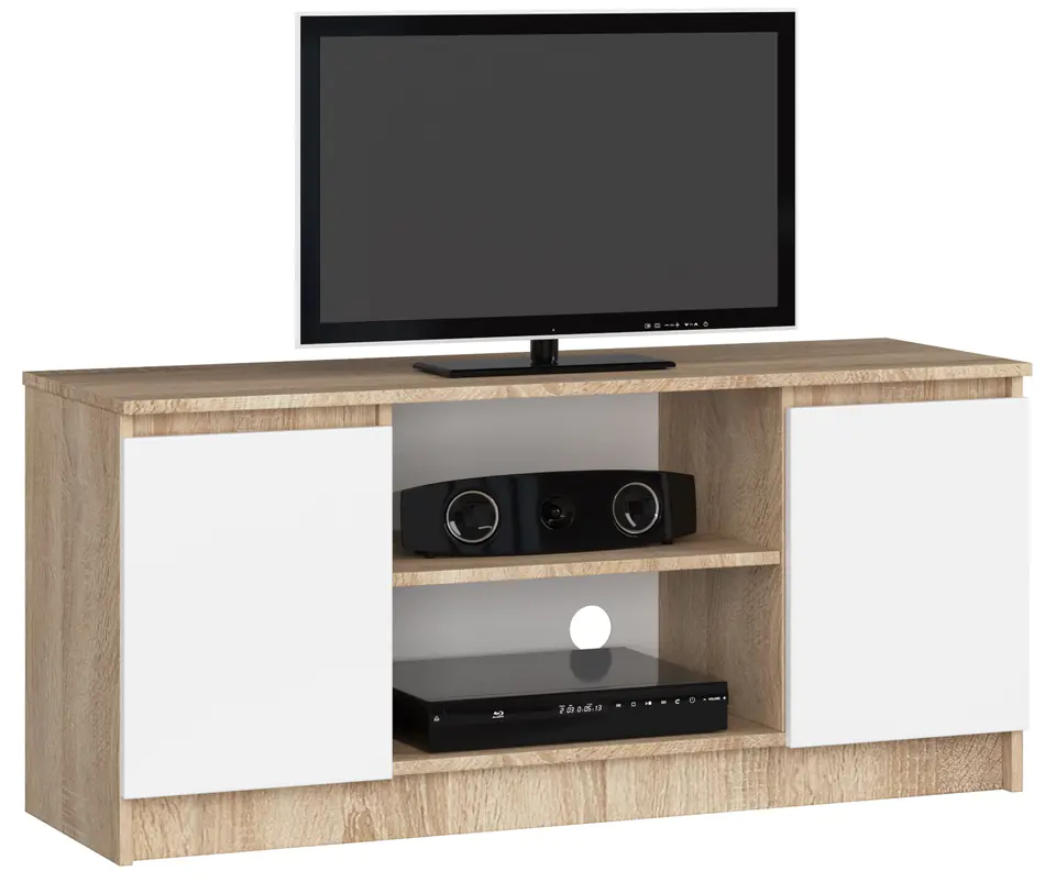 SZAFKA RTV 120 cm 2D 1P SONOMA / BIAŁA w sklepie Wasserman.eu