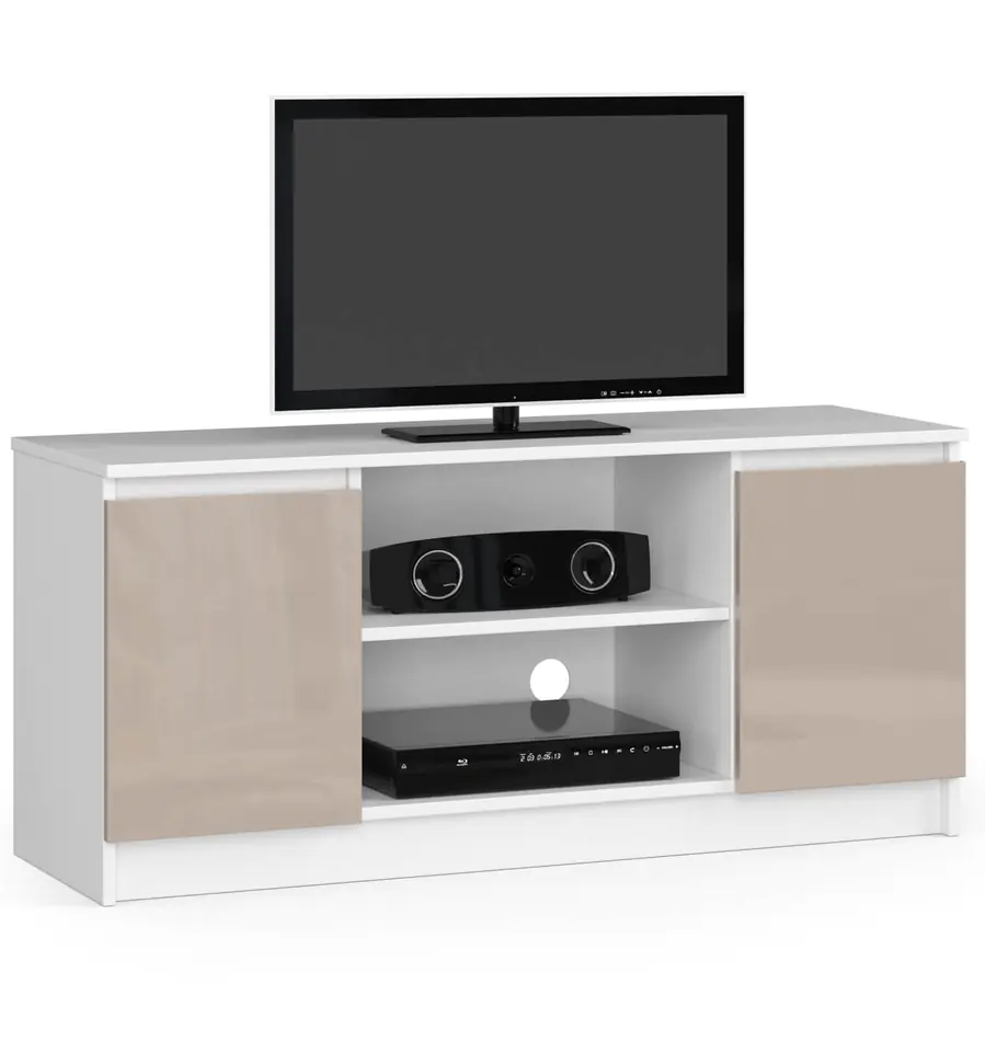 ⁨TV cabinet 120 cm under the TV - white-cappuccino gloss⁩ at Wasserman.eu