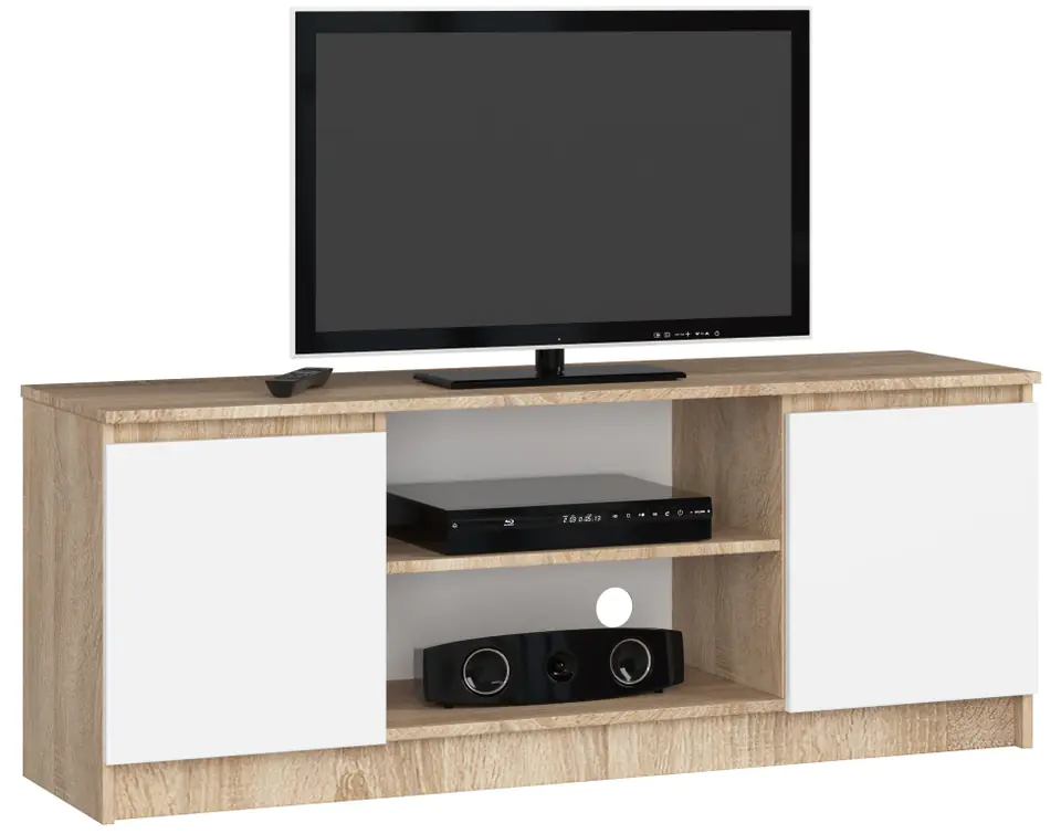 SZAFKA RTV 140 cm 2D 1P SONOMA / BIAŁA w sklepie Wasserman.eu