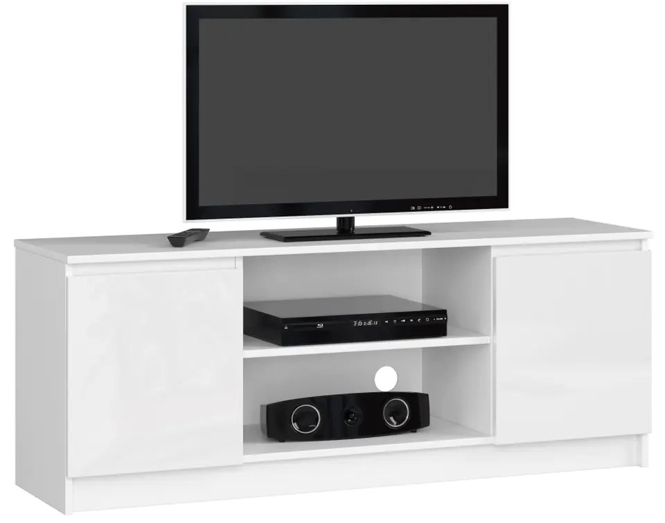 ⁨RTV CABINET 140 cm 2D 1P WHITE ACRYLIC HIGH GLOSS⁩ at Wasserman.eu