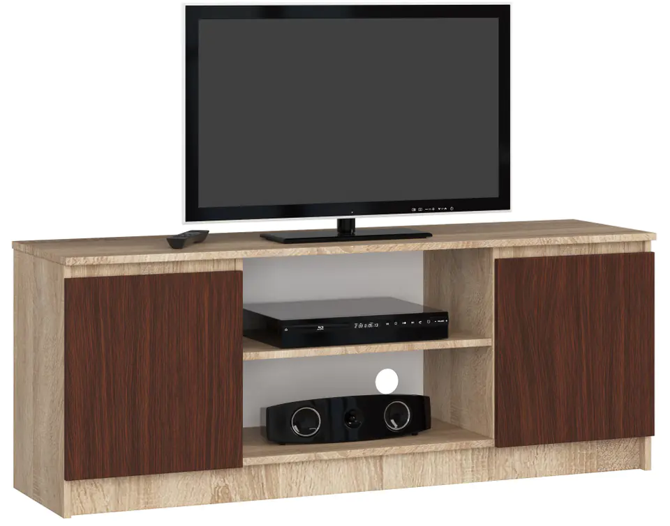 ⁨SZAFKA RTV 140 cm 2D 1P SONOMA / WENGE⁩ w sklepie Wasserman.eu