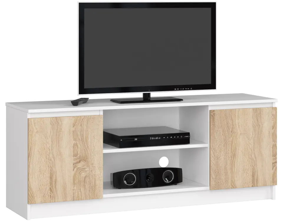 ⁨RTV CABINET 140 cm 2D 1P WHITE / SONOMA⁩ at Wasserman.eu