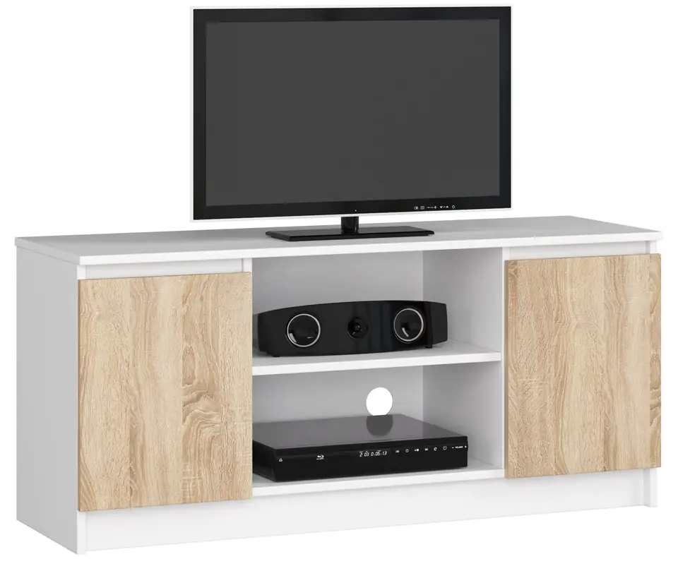 SZAFKA RTV 120 cm 2D 1P BIAŁA / SONOMA w sklepie Wasserman.eu