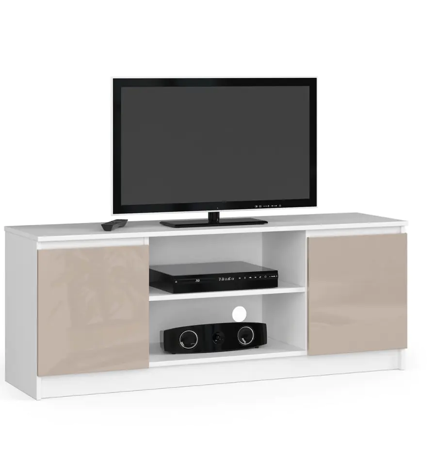 ⁨TV cabinet 140 cm under the TV - white-cappuccino gloss⁩ at Wasserman.eu