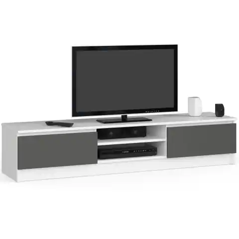 ⁨TV cabinet 160 cm under TV - white-graphite gray⁩ at Wasserman.eu