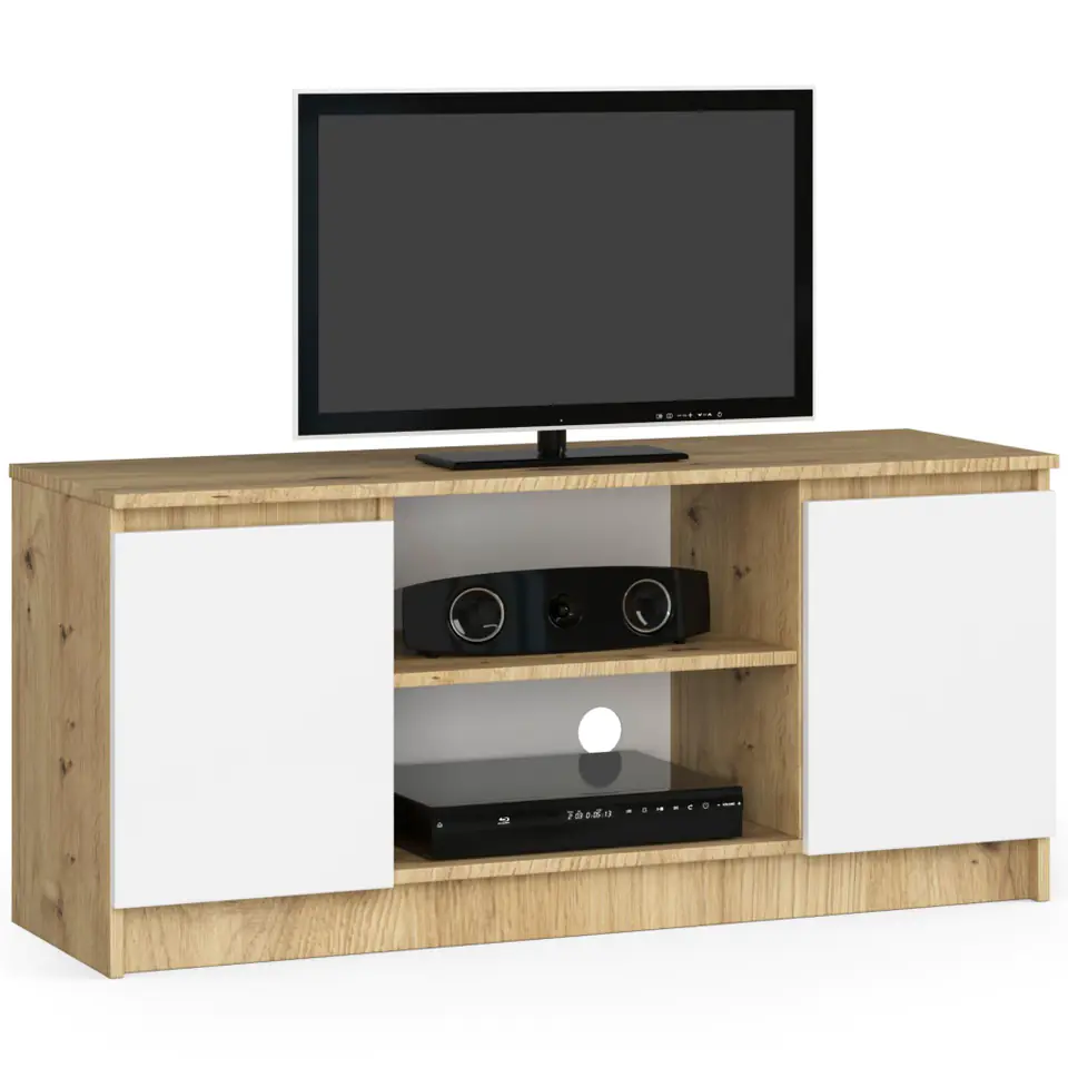 ⁨TV cabinet 120 cm under the TV - artisan oak-white⁩ at Wasserman.eu