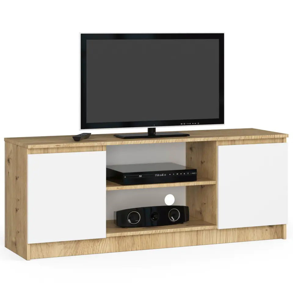 ⁨TV cabinet 140 cm under TV - artisan oak-white⁩ at Wasserman.eu