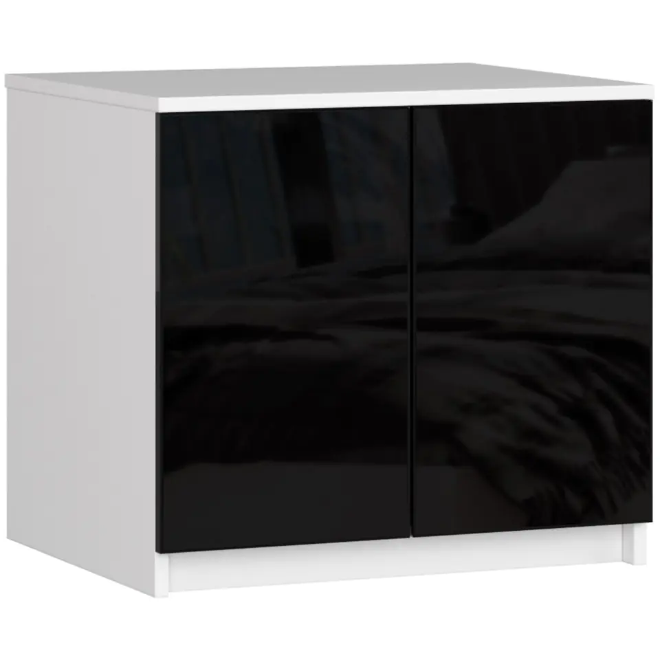 ⁨Wardrobe extension 60 cm - white-black gloss - 2 doors⁩ at Wasserman.eu