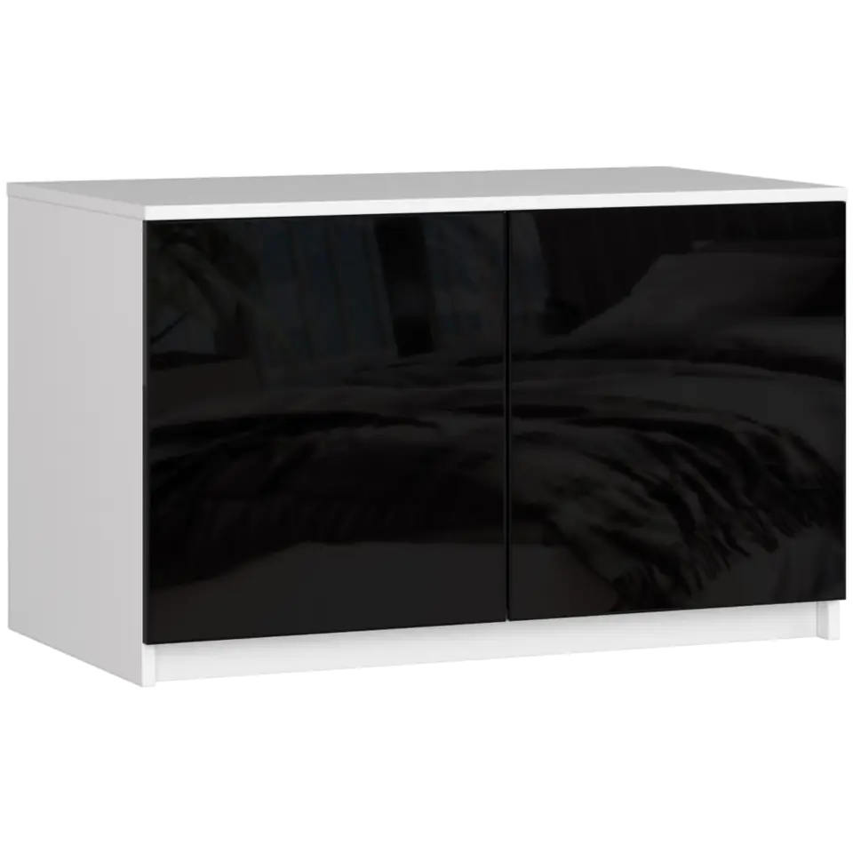 ⁨Wardrobe extension S 90 cm - high-gloss white-black - 2 doors⁩ at Wasserman.eu