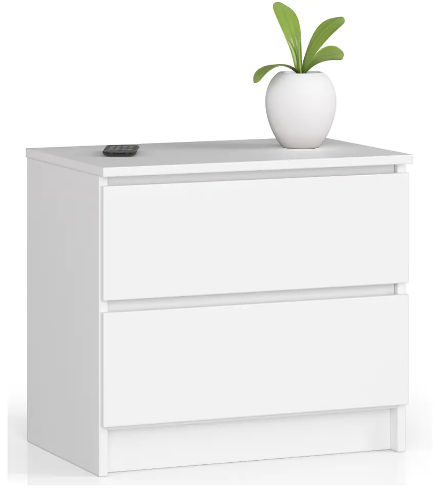 ⁨BEDSIDE TABLE K 60 cm 2 DRAWERS WHITE⁩ at Wasserman.eu