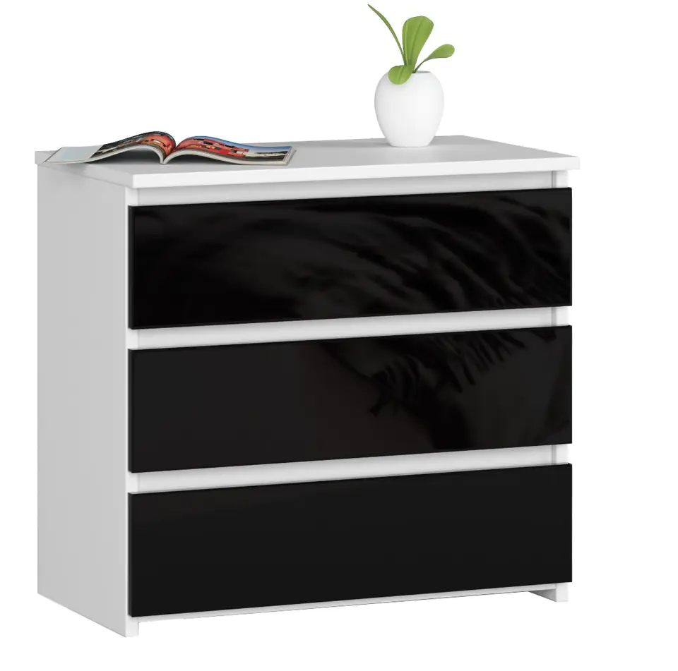 ⁨BEDSIDE TABLE CL3 60 cm WHITE / GLOSS BLACK⁩ at Wasserman.eu