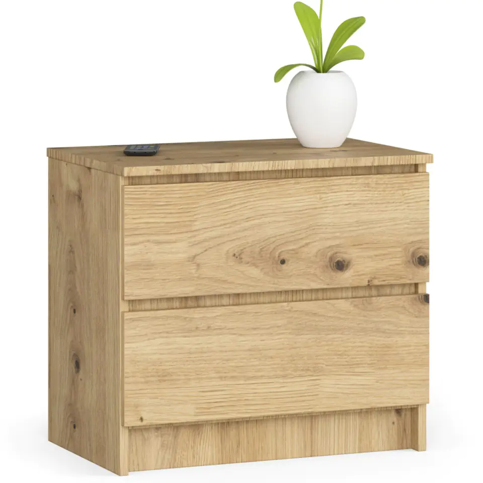 ⁨Bedside table K 60 cm 2 drawers - oak artisan⁩ at Wasserman.eu