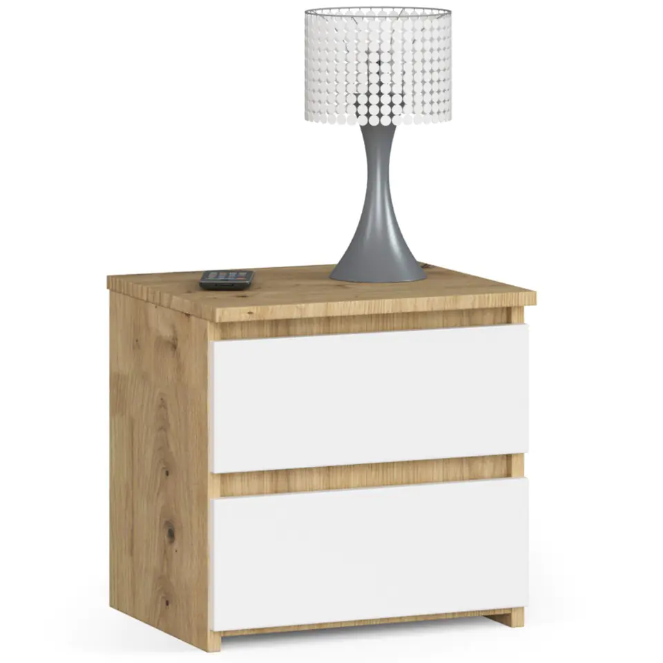 ⁨Bedside table CL2 40 cm 2 drawers - oak artisan-white⁩ at Wasserman.eu