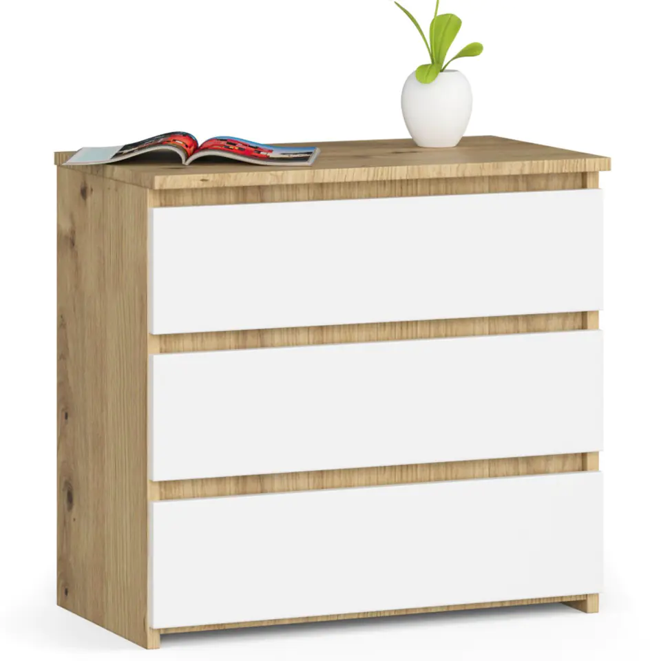 ⁨Bedside table CL3 60 cm 3 drawers - artisan oak-white⁩ at Wasserman.eu