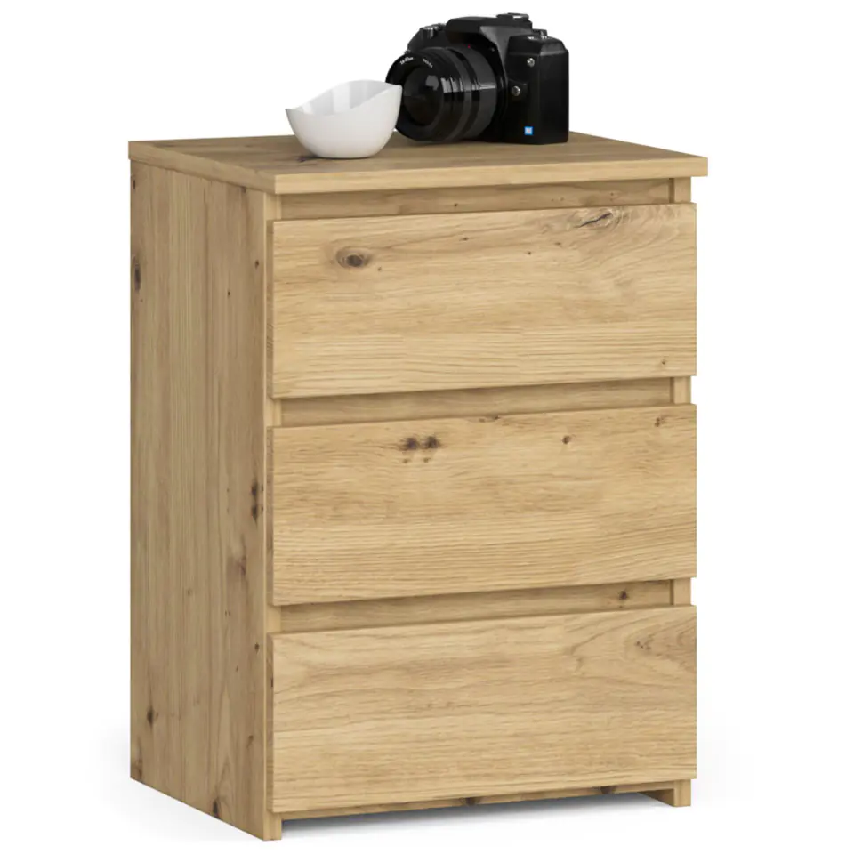 ⁨Bedside table CL3 40 cm 3 drawers - oak artisan⁩ at Wasserman.eu