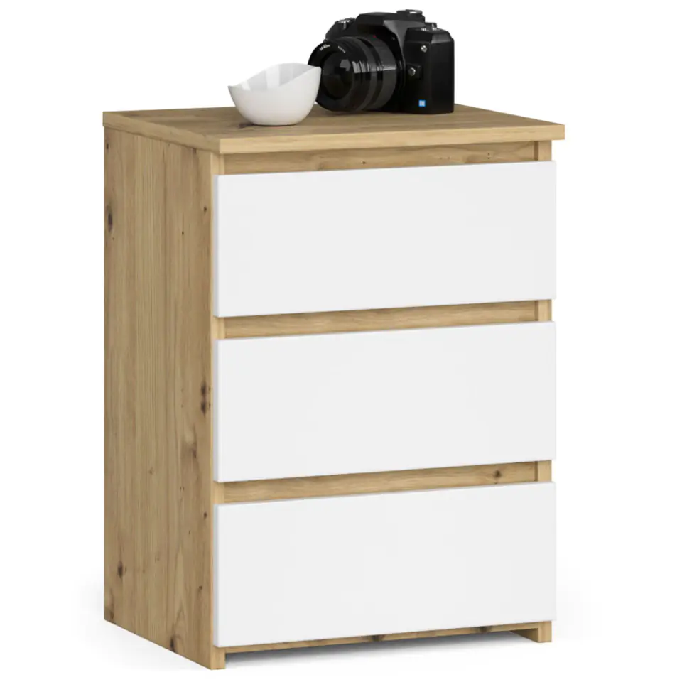 ⁨Bedside table CL3 40 cm 3 drawers - artisan oak-white⁩ at Wasserman.eu