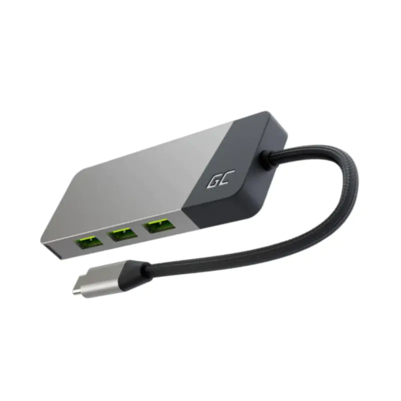 GREEN CELL HUB USB-C ADAPTER GC CONNECT 7W1 (3XUSB 3.1, HDMI 4K 60HZ, USB-C PD 85W, MICROSD/SD) at Wasserman.eu