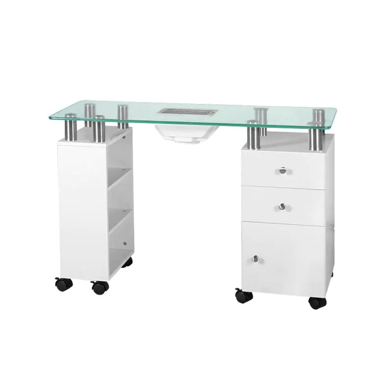 ⁨Glass desk with absorber 013B white⁩ at Wasserman.eu