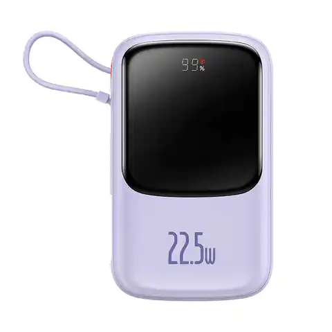 ⁨Baseus Qpow Pro Powerbank with USB-C, USB-C, USB, 10000mAh cable, 22.5W (purple)⁩ at Wasserman.eu