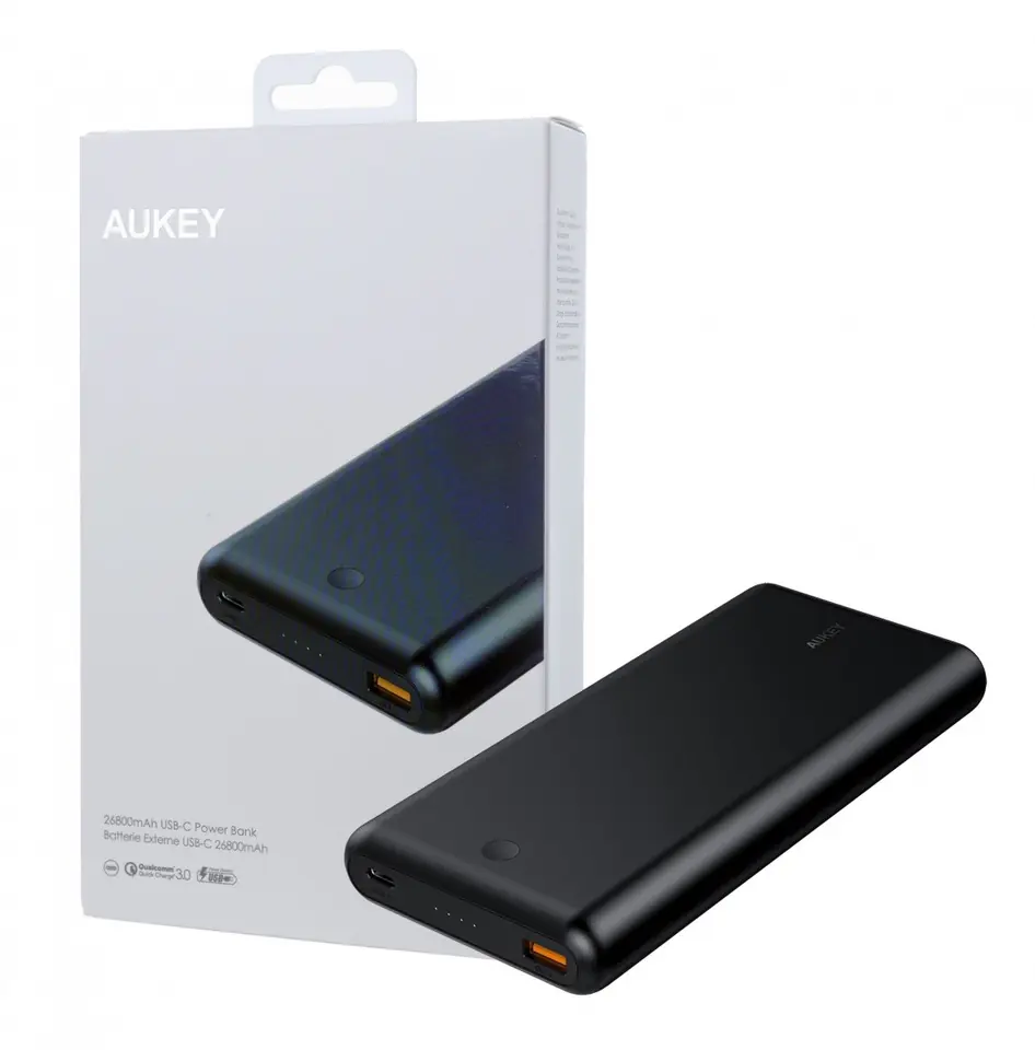 PB-XD26 Black Power Bank 26800mAh, 2xUSB, 6A, Quick Charge 3.0, Power Delivery, USB-C Cable at Wasserman.eu
