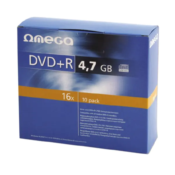 ⁨OMEGA DVD+R 4,7GB 16X SLIM CASE*10 [56823]⁩ w sklepie Wasserman.eu