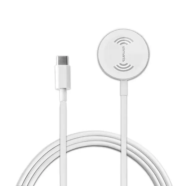 ⁨4smarts Ładowarka indukcyjna VoltBeam Mini dla Apple Watch 1-8/SE z kablem 1m USB-C 2.5W biały/white 462550⁩ w sklepie Wasserman.eu