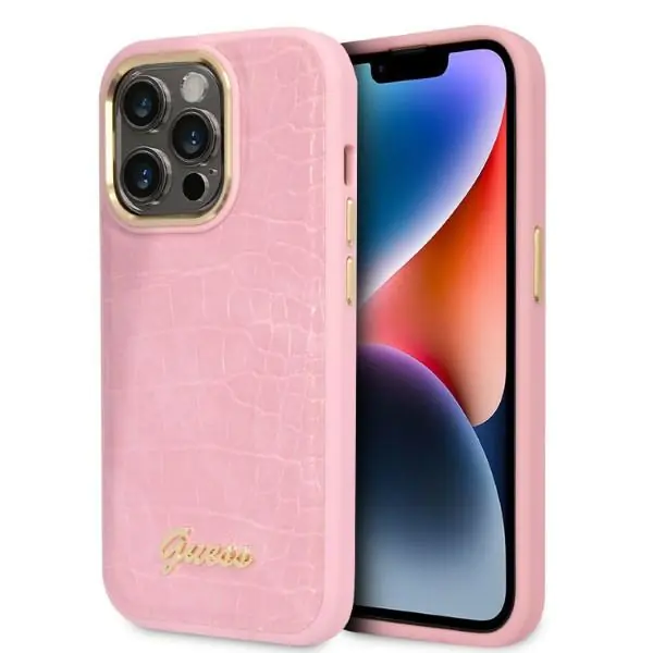 ⁨Guess GUHCP14LHGCRHP iPhone 14 Pro 6,1" pink/pink hardcase Croco Collection⁩ at Wasserman.eu