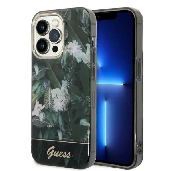 ⁨Guess GUHCP14LHGJGHA iPhone 14 Pro 6,1" zielony/green hardcase Jungle Collection⁩ w sklepie Wasserman.eu