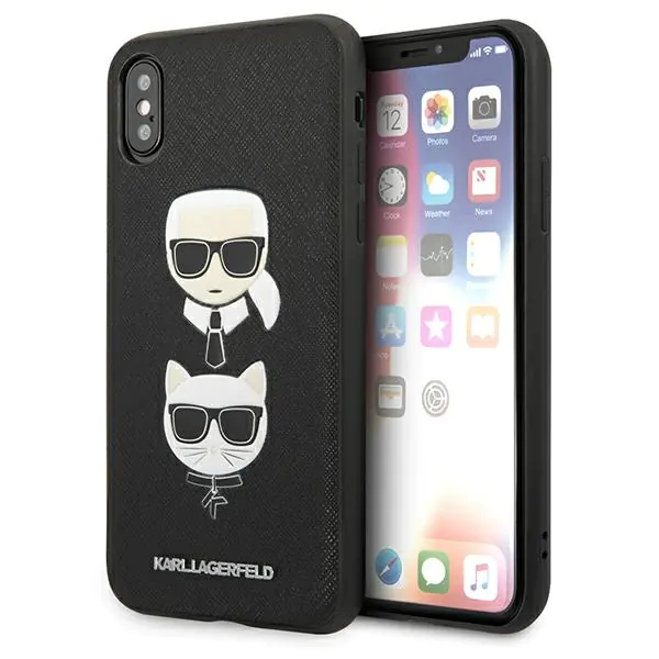 ⁨Karl Lagerfeld KLHCI65SAKICKCBK iPhone XS Max czarny/black hardcase Saffiano Karl&Choupette Head⁩ w sklepie Wasserman.eu