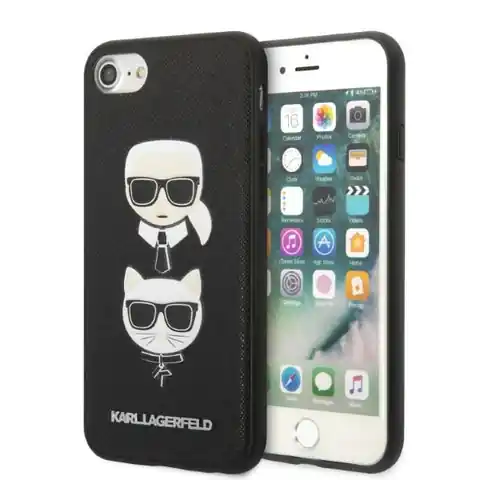 ⁨Karl Lagerfeld KLHCI8SAKICKCBK iPhone 7/8 / SE 2020 / SE 2022 czarny/black hardcase Saffiano Karl&Choupette Head⁩ w sklepie Wasserman.eu