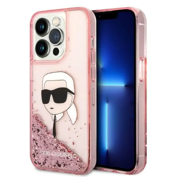 ⁨Karl Lagerfeld KLHCP14LLNKHCP iPhone 14 Pro 6,1" pink/pink hardcase Glitter Karl Head⁩ at Wasserman.eu