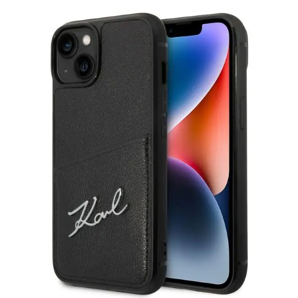 ⁨Karl Lagerfeld KLHCP14MCSSK iPhone 14 Plus 6,7" hardcase black/black Signature Logo Cardslot⁩ at Wasserman.eu