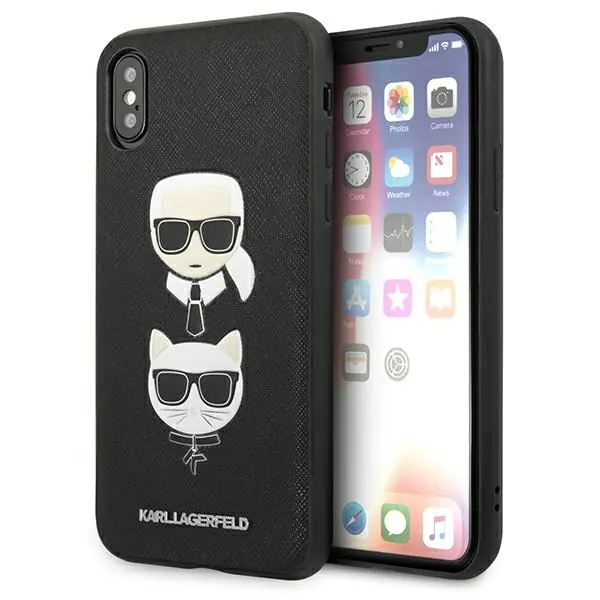 ⁨Karl Lagerfeld KLHCPXSAKICKCBK iPhone X/XS czarny/black hardcase Saffiano Karl&Choupette Head⁩ w sklepie Wasserman.eu