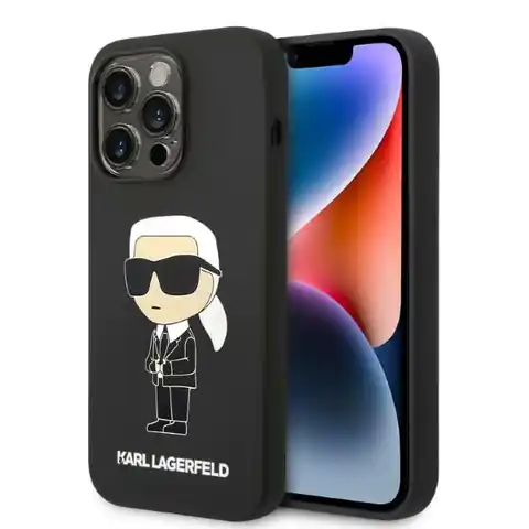 ⁨Karl Lagerfeld KLHMP14XSNIKBCK iPhone 14 Pro Max 6,7" hardcase czarny/black Silicone Ikonik Magsafe⁩ w sklepie Wasserman.eu
