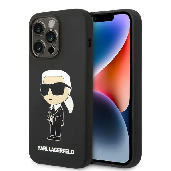 ⁨Karl Lagerfeld KLHMP14LSNIKBCK iPhone 14 Pro 6,1" hardcase black/black Silicone Ikonik Magsafe⁩ at Wasserman.eu