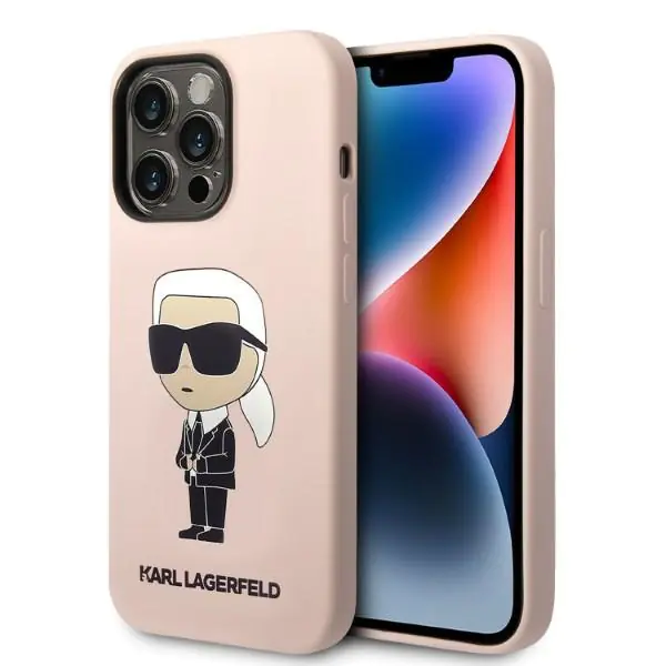 ⁨Karl Lagerfeld KLHMP14LSNIKBCP iPhone 14 Pro 6,1" hardcase różowy/pink Silicone Ikonik Magsafe⁩ w sklepie Wasserman.eu