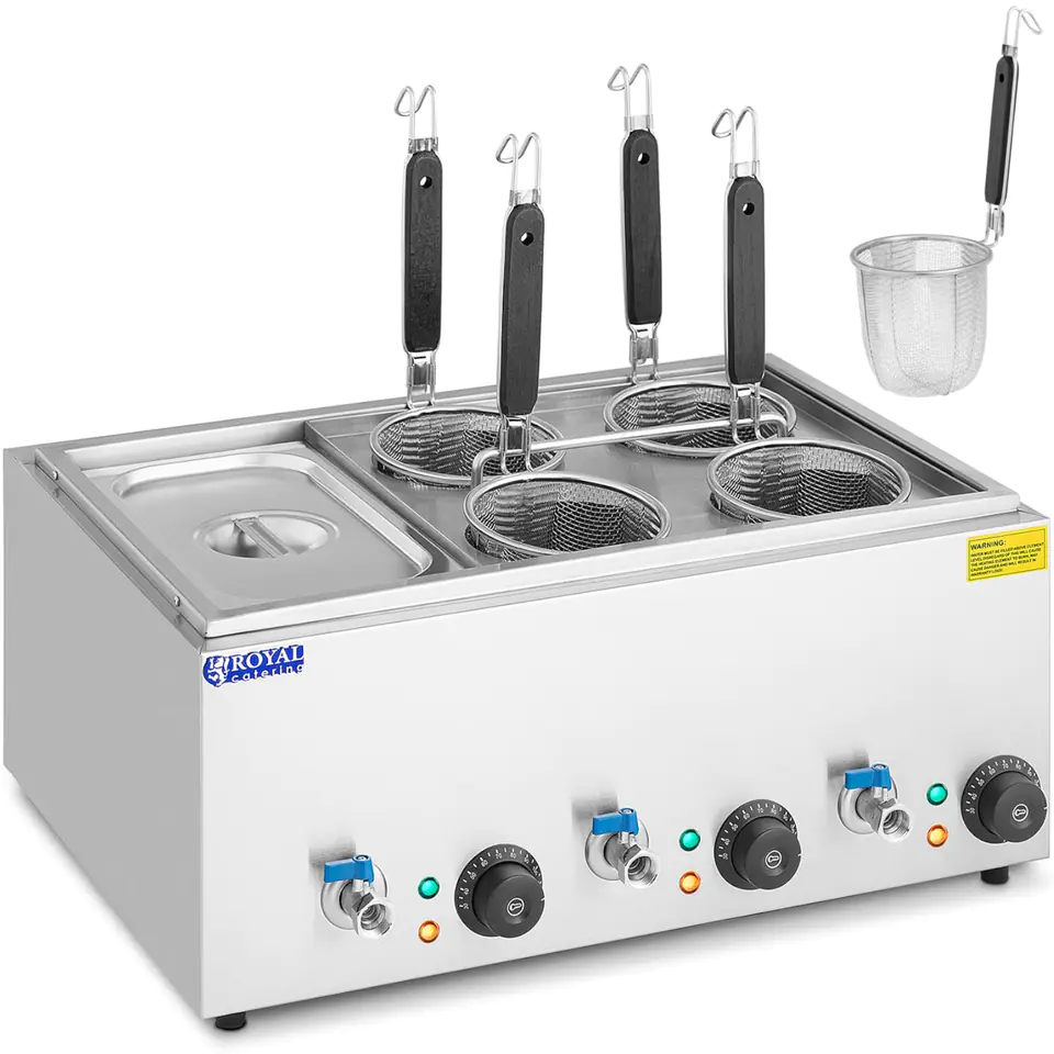 ⁨Macaroon cooker pasta cooker with taps 4 baskets + GN 1/3 3 x 6.5 l 3000 W⁩ at Wasserman.eu