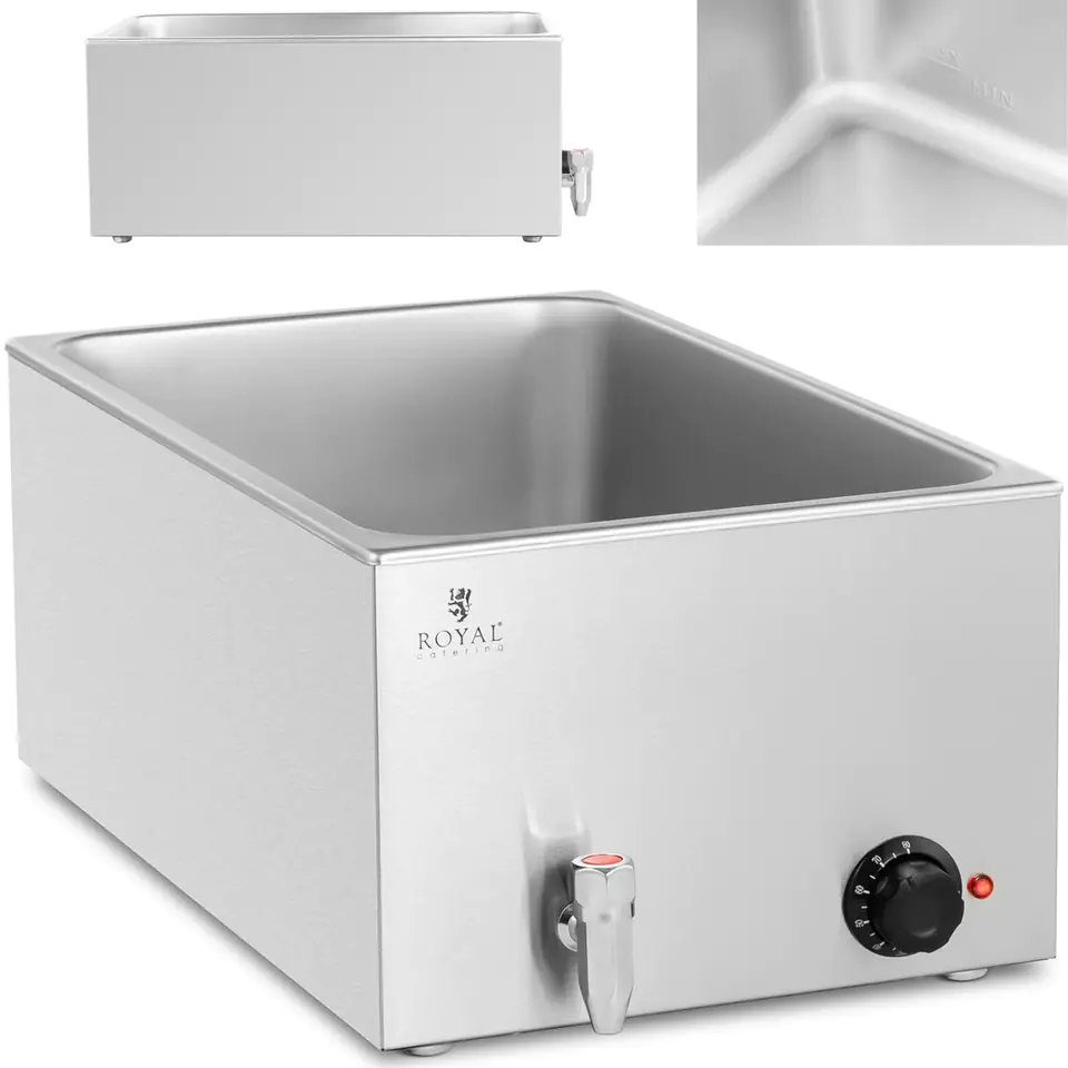 ⁨Bain-marie electric heater with tap for GN containers 1/1 600 W⁩ at Wasserman.eu