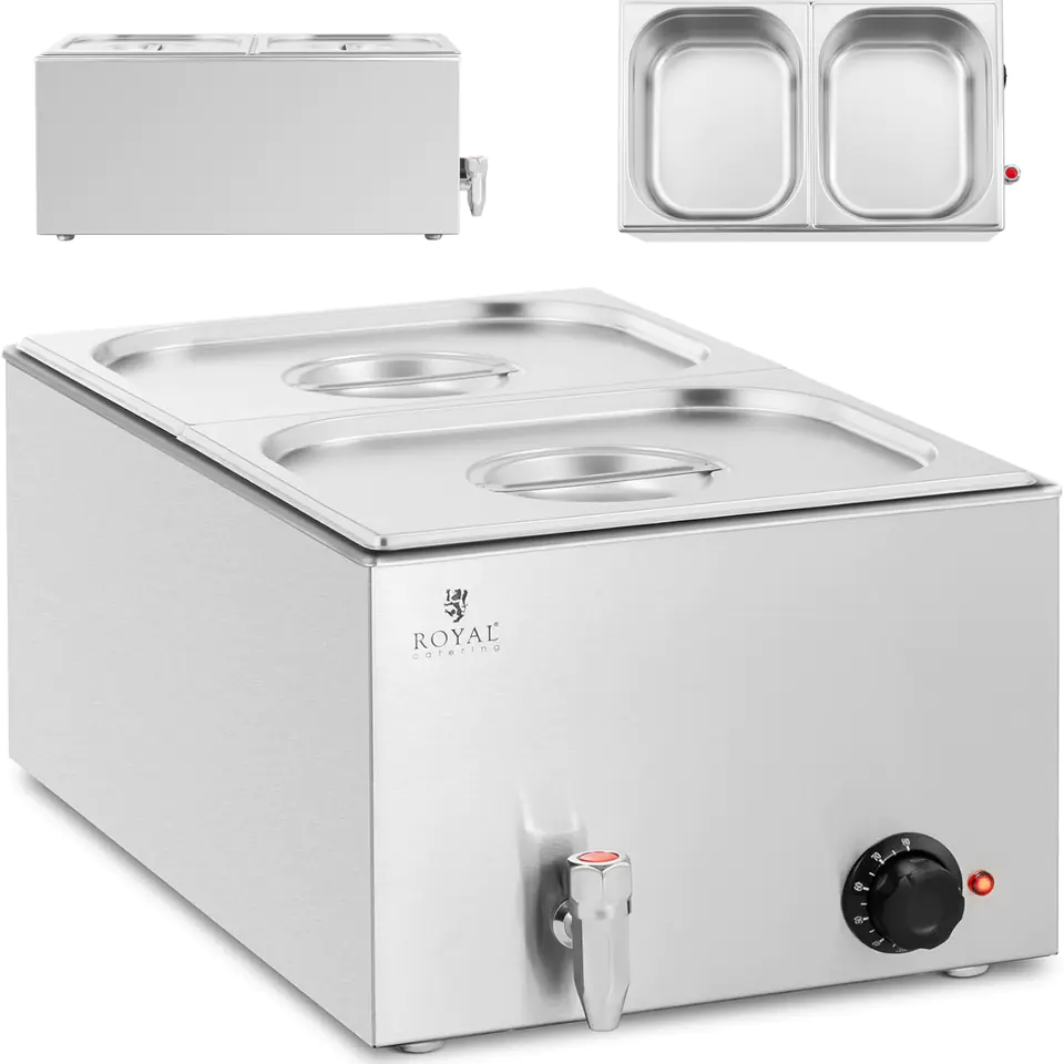 ⁨Bain-marie, electric heater with faucet 2 x GN 1/2 600 W⁩ at Wasserman.eu